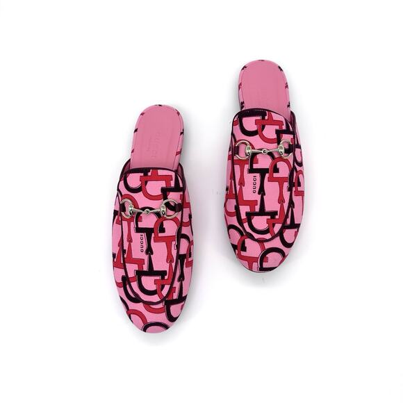 NIB Gucci Princetown Mules EU 38 US 8 Horsebit Print Pink Multi $990